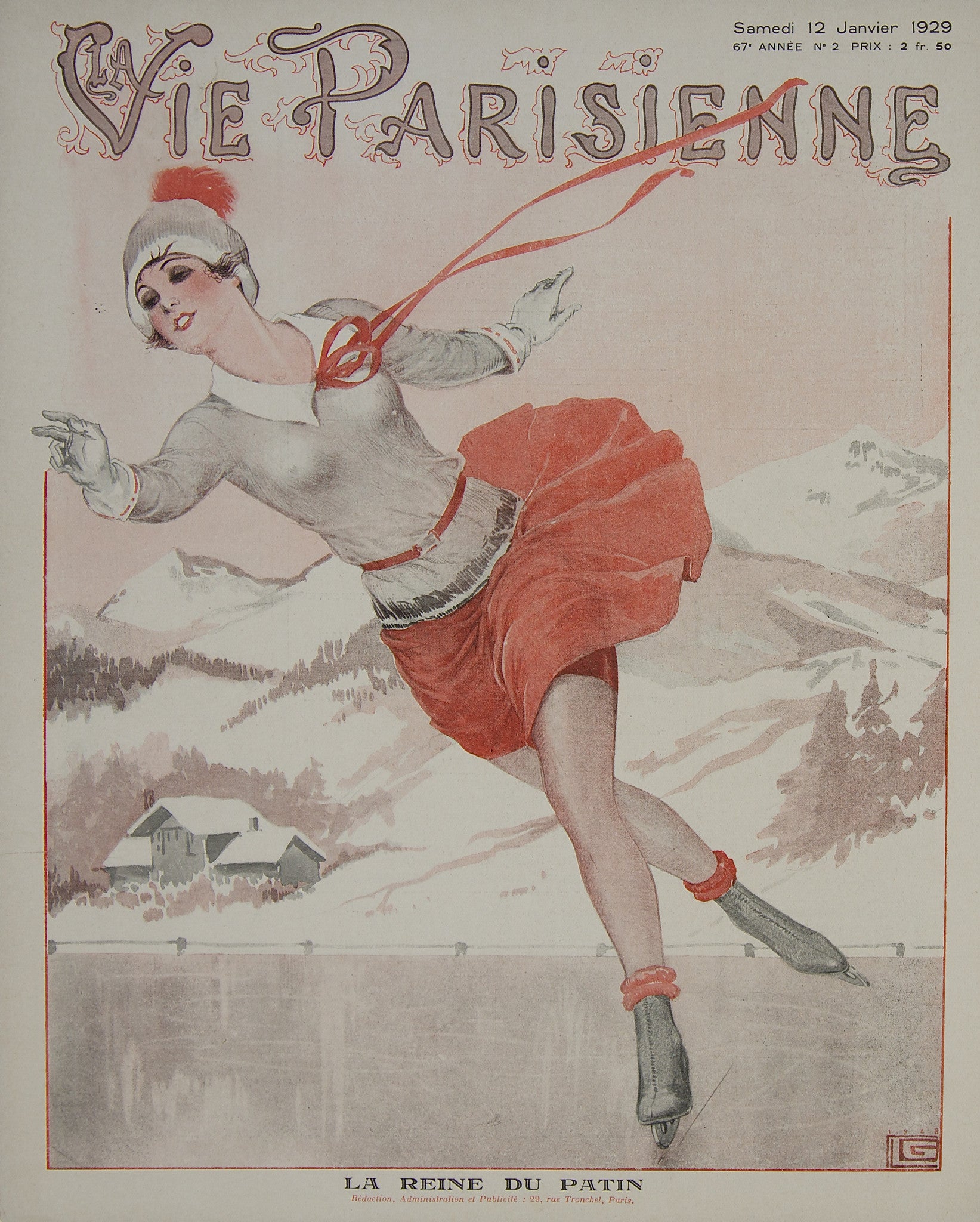 La Vie Parisienne - La Reine du Patin - January 1929 Original